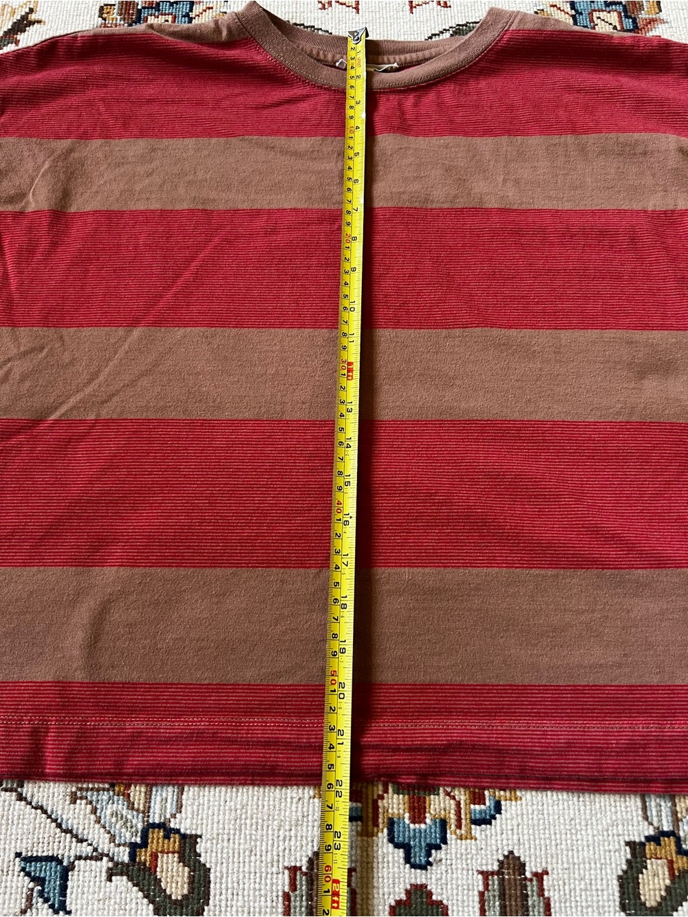 Madewell Striped Easy Crewneck Long-Sleeve Tee in Dark Camel - Medium - Picture 7 of 7